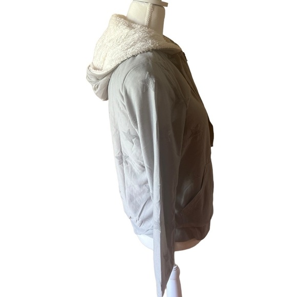 NEW Bobeau Gray Star Print Faux Fur Lined Zip‎ Hoodie - Picture 4 of 5